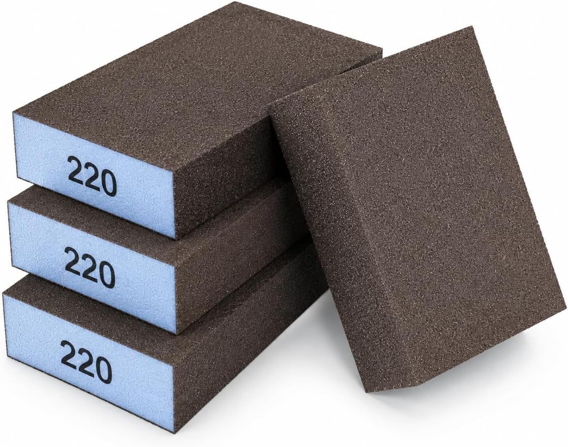 Sanding Sponge, Coarse Medium Fine Grit Sanding Block, Sander Sponges for Drywall Metal, Sandpaper Sponge Sanding Blocks for Wood (4, 60/80/120/180)