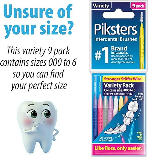 Miniatura 6 de Piksters Cepillos interdentales, 40 unidades, tamaño 00, cepillo interdental para dientes para espacios extremadamente estrechos, cerdas suaves