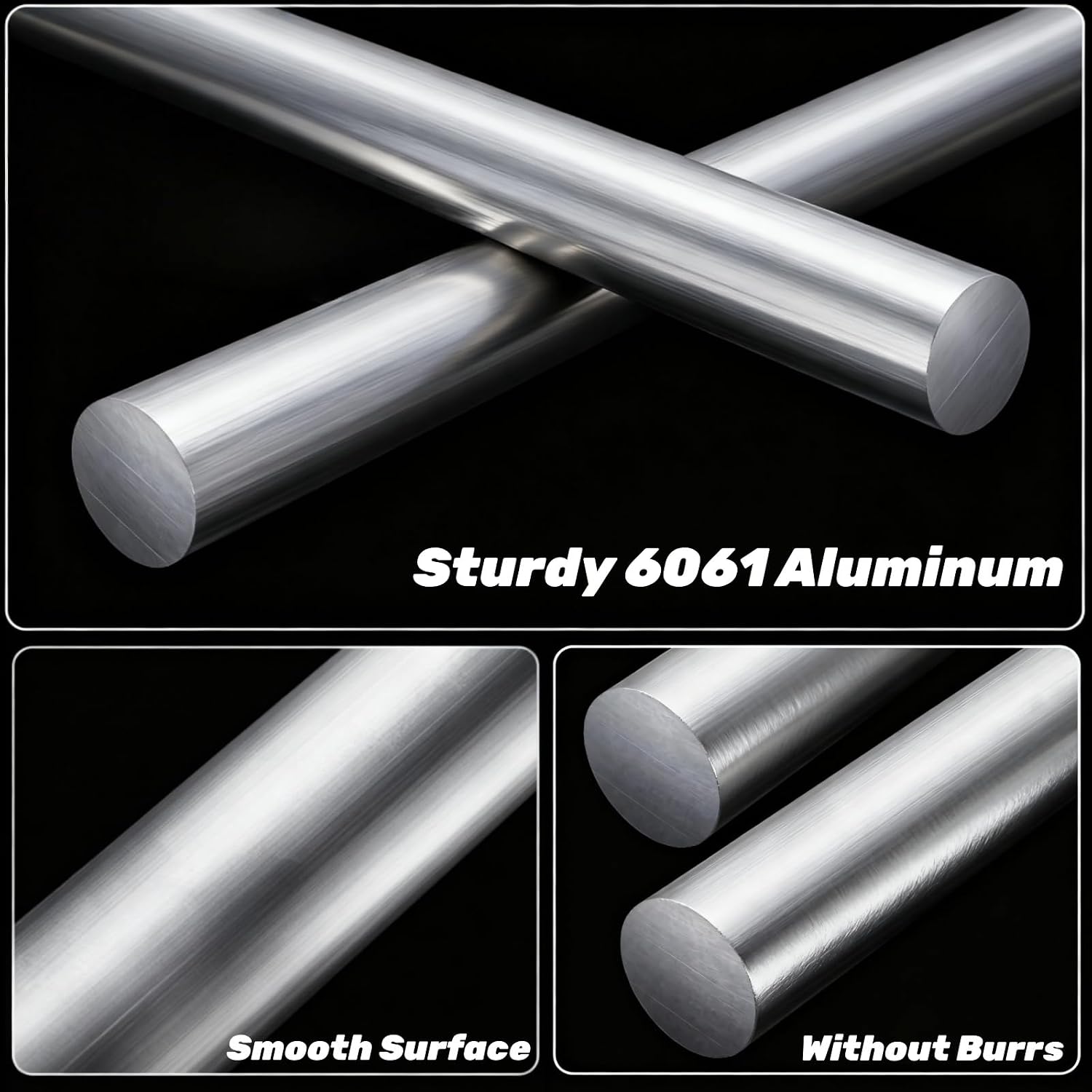 Tlence 2 Pack 1 Inch Diameter Round Aluminum Rod, 13" Long 6061 Aluminum Bar, T6511 Extruded Lathe Bar Stock, Solid Metal Material for Industrial, DIY Craft