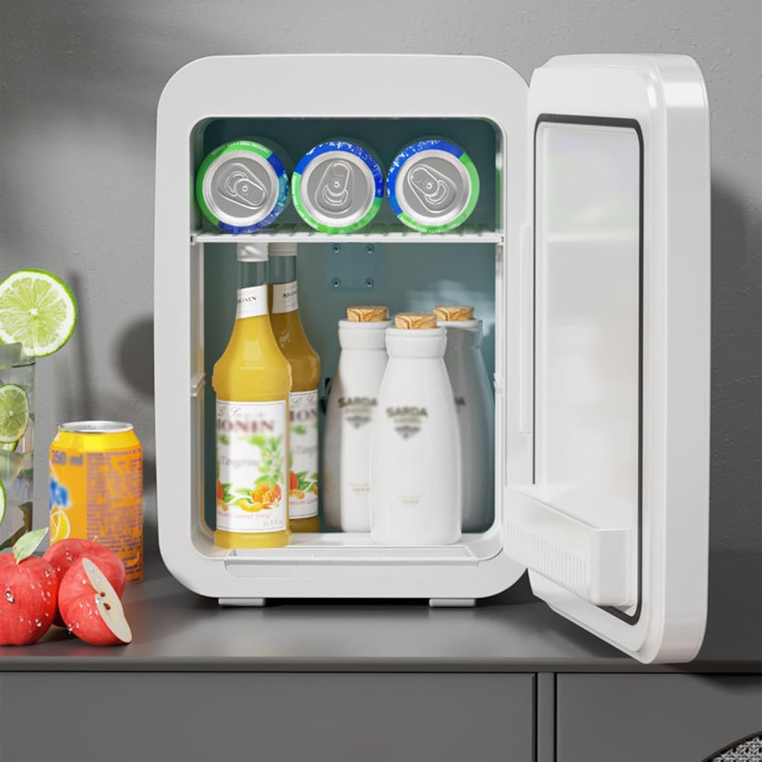 Portable Mini Fridge, Makeup Small Refrigerator, Compact Fridge for Kitchen, Dorm, Apartment, Office, Camping, Travel, Truck, Boat(Color:White)