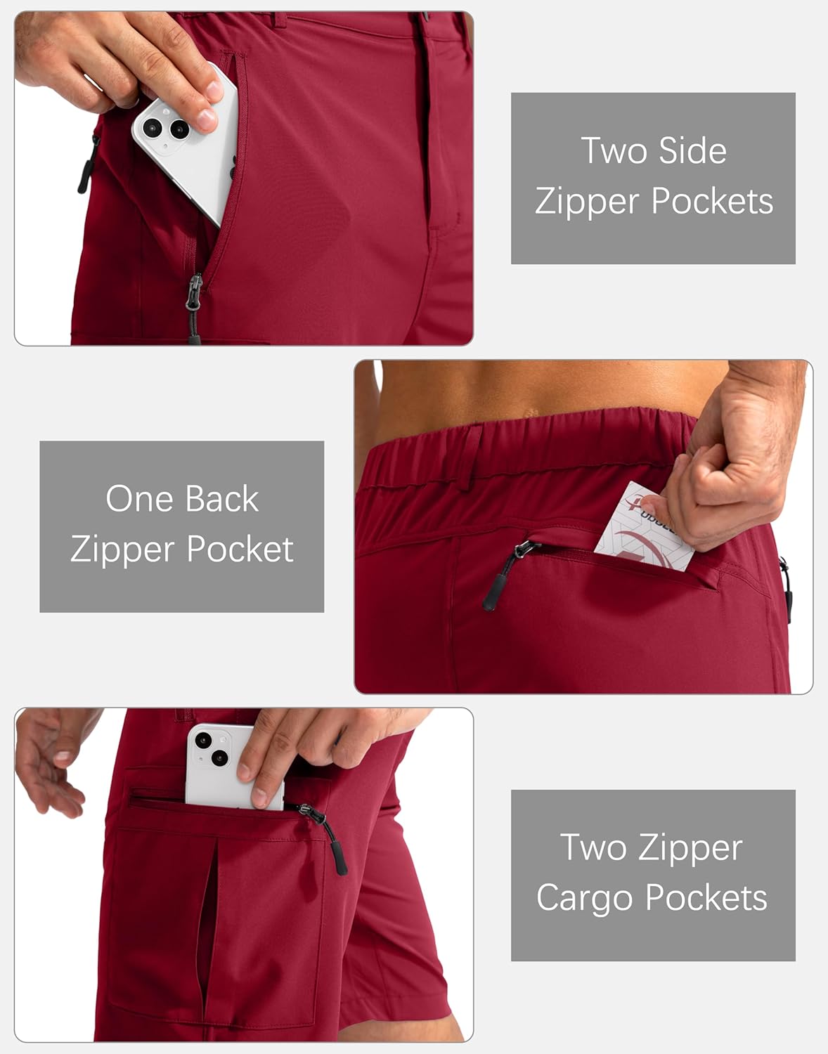 Pudolla Men's Hiking Cargo Shorts 9"/7"/11" Lightweight Outdoor Shorts for Men Trip Golf Camping Casual with 5 Zipper Pockets - Image 4