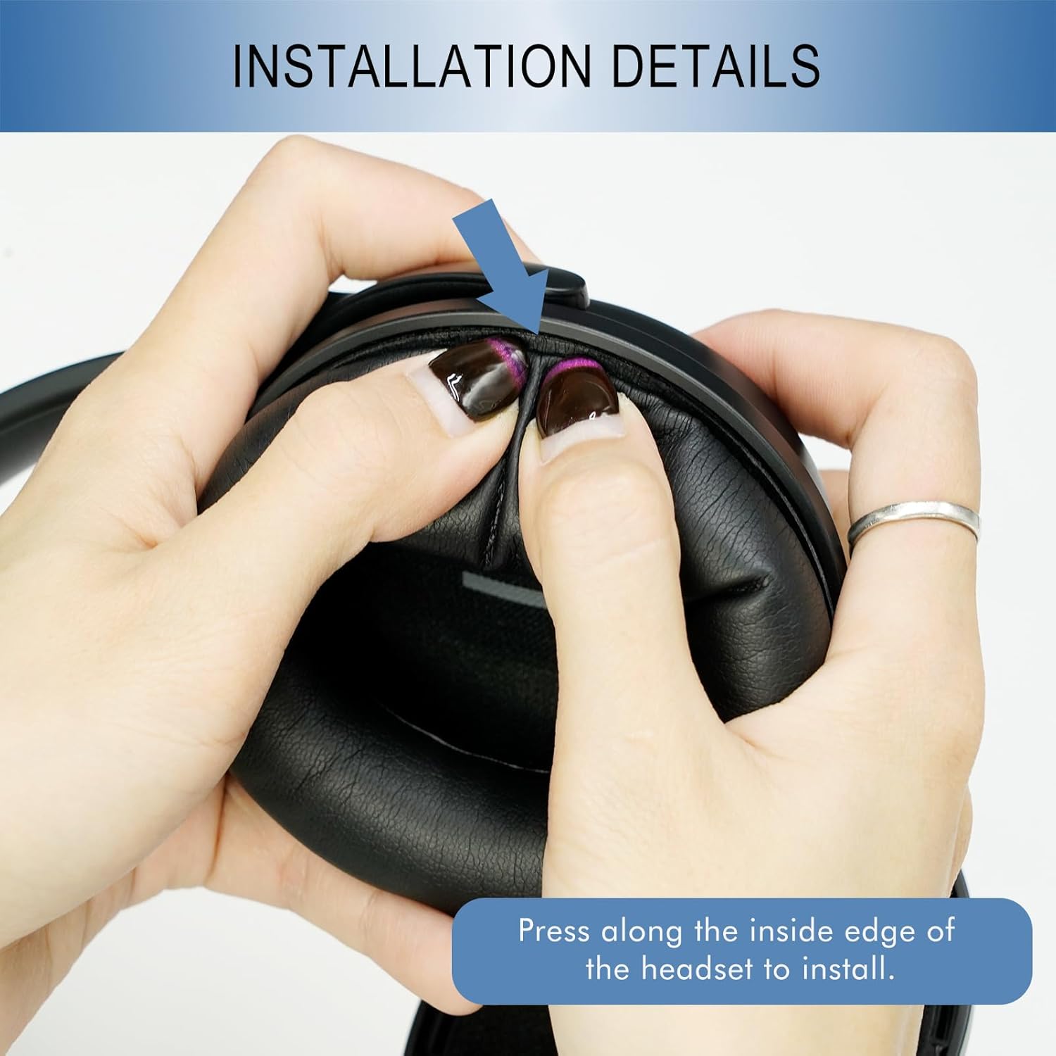 GEVO Replacement Ear Pads for Bose QC45, Ear Cushions for Bose QuietComfort 45 (QC45) & Quiet Comfort SE (QC SE) Headphones, Earpads with Softer Leather Noise Isolation Foam (Black) - Image 3