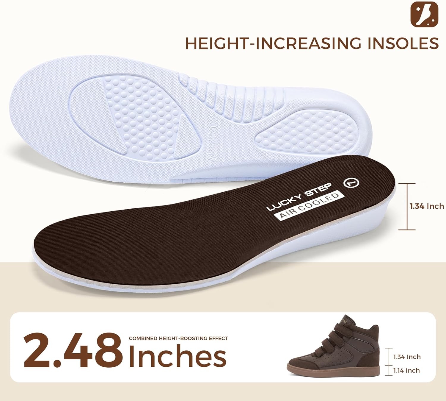 LUCKY STEP Women's High Top Fashion Sneakers Casual Hidden Height Insole Shoes Gum Rubber Sole Ankle Boots Hook-and-Loop Walking Shoes - Image 2