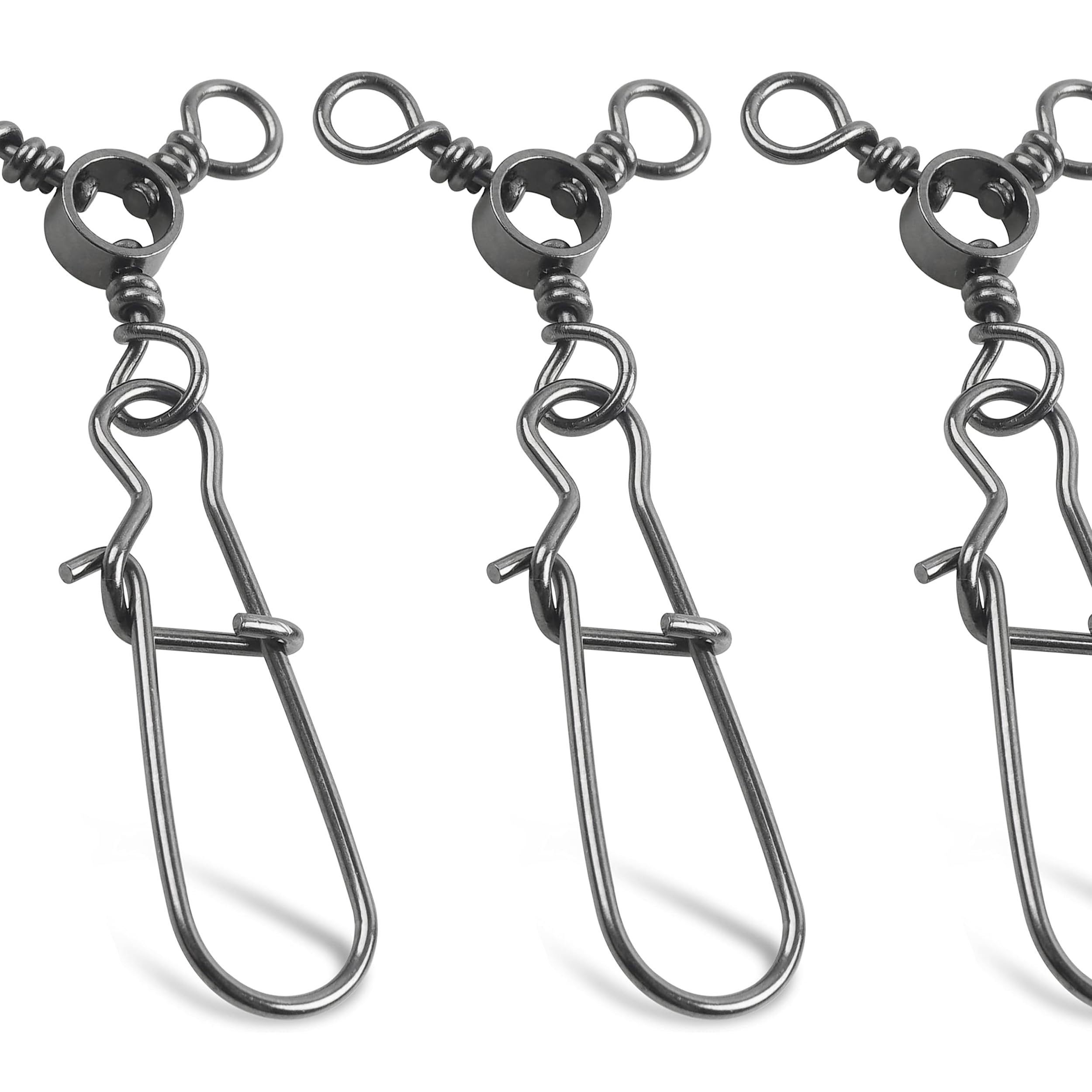 OROOTL 3 Way Snap Swivels Fishing Tackle, 50pcs Three Way Swivel with Duo Lock Snap Stainless Steel Cross Line Barrel Triple Swivels Snaps Connector for Saltwater Freshwater Fishing