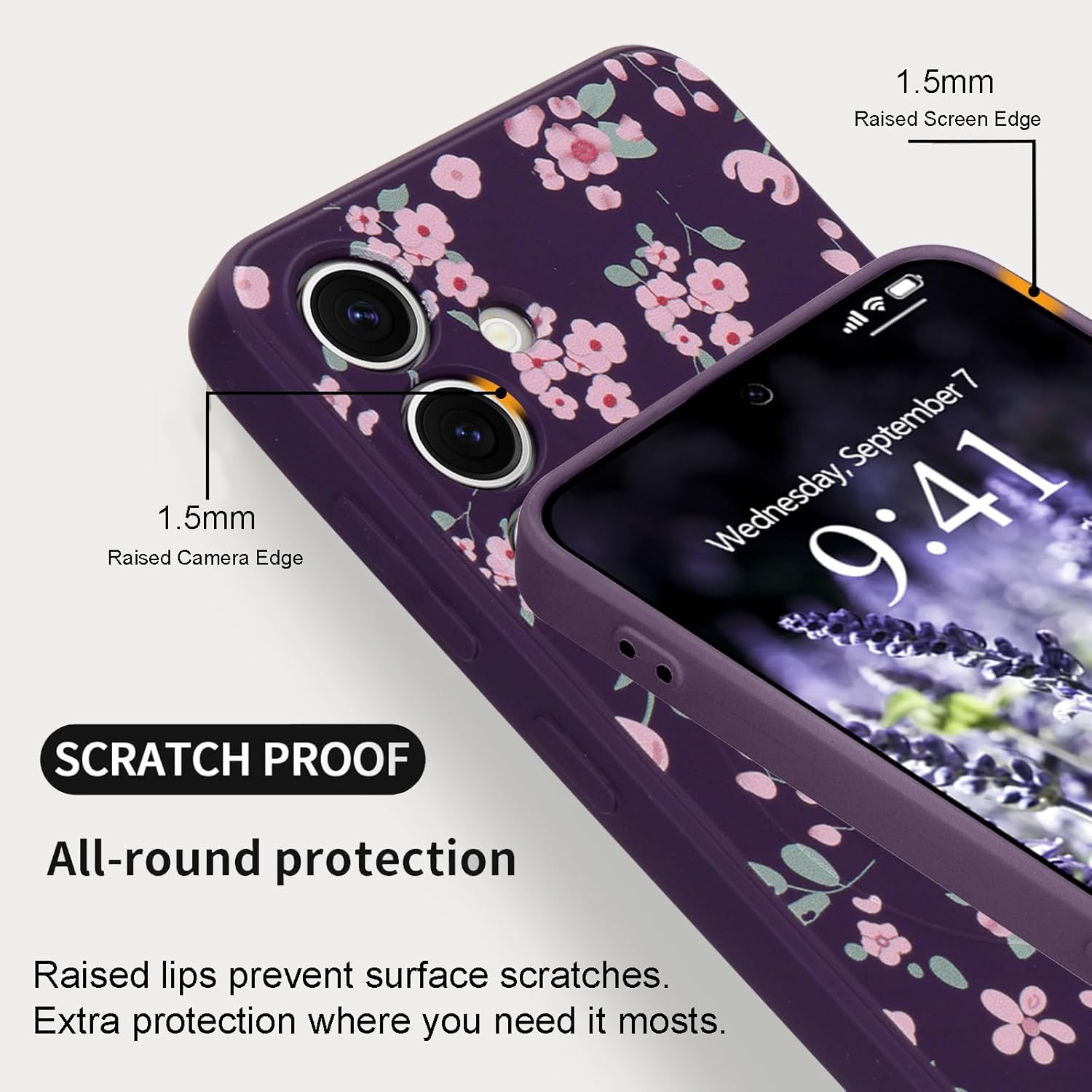 Floral Elegant Design Phone Case for Samsung Galaxy S25, Compatible with MagSafe Shockproof Protective Cover for Women Girls Slim Fashion Flower Case for Samsung Galaxy S25, Dark Purple - Image 2