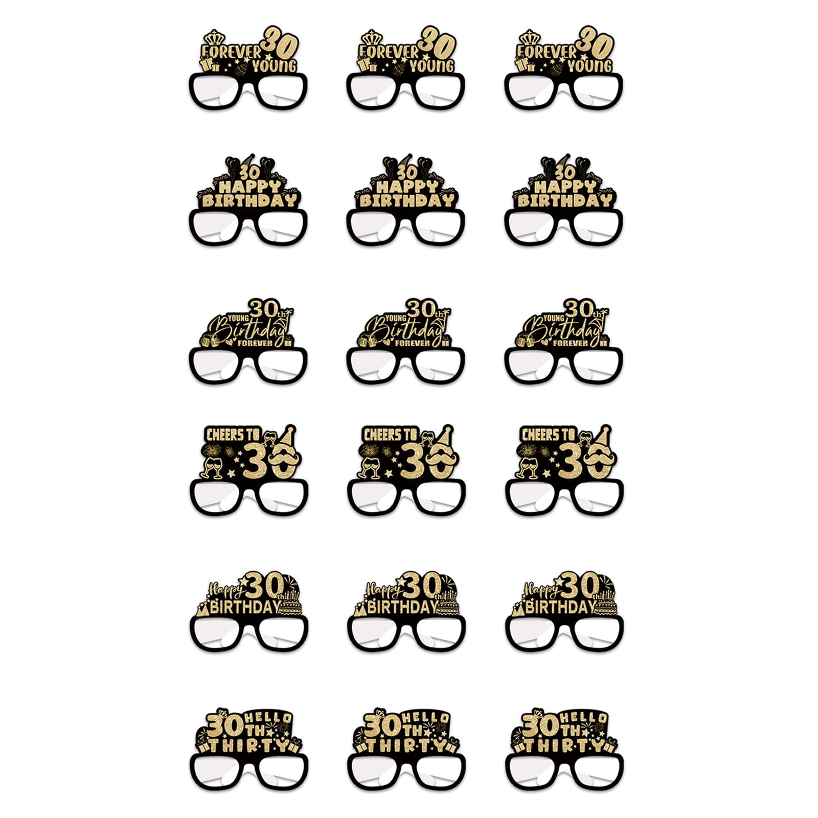 Tsophreniq 18pcs Paper Glasses for Birthday Celebration and Social Event Party Photo Booth Props Fun Birthday Accessories Festives Party Glasses