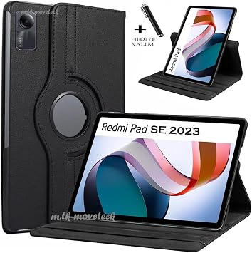 M.TK moveteck Xiaomi Redmi Pad Se 11 In  Uyumlu Tablet K l f 360 Derece Tam Koruyucu Standl  Kapakl  D nen Z rh, siyah, Tek Ebat, SE360TEKS YAH