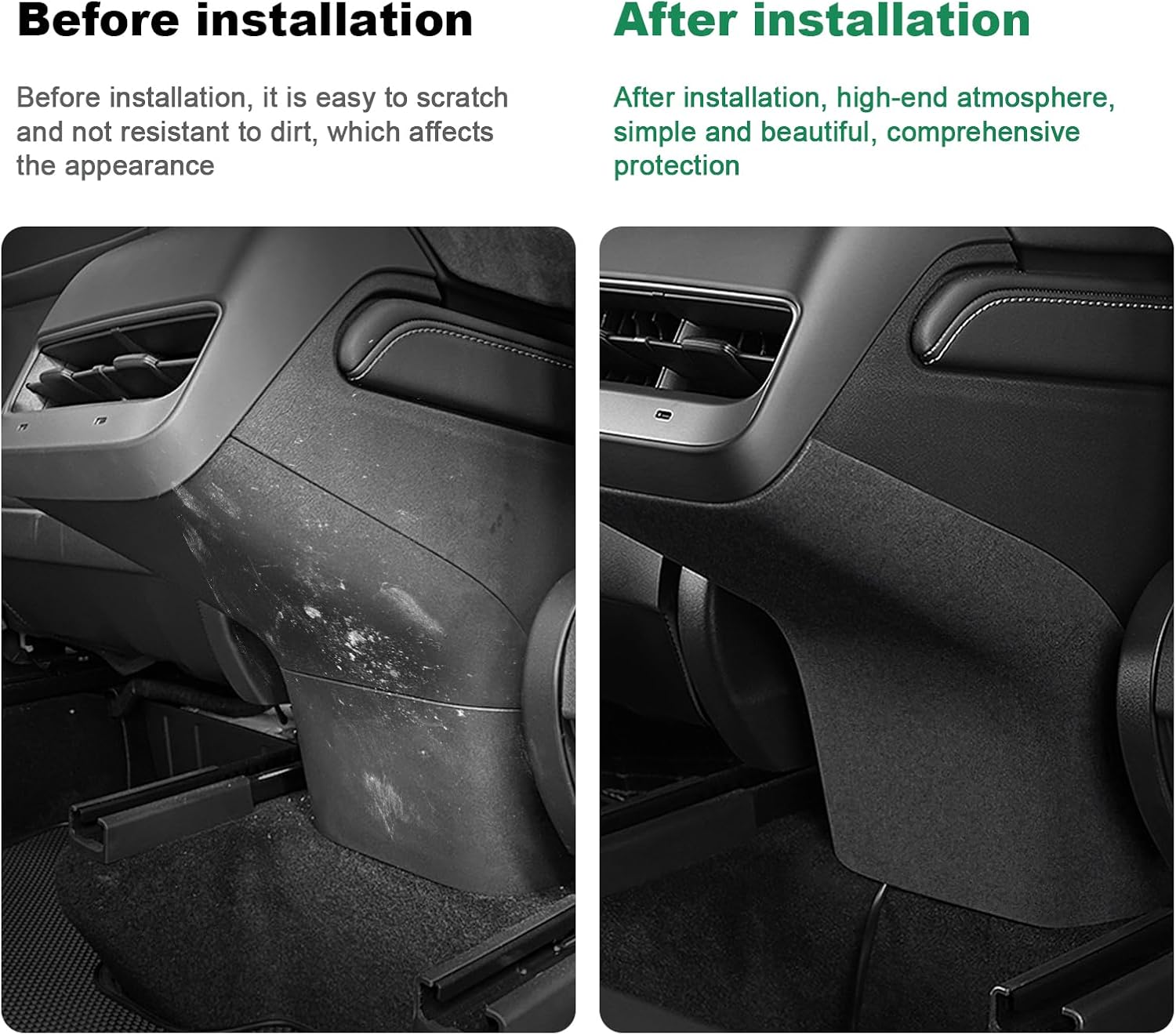 Car Rear Anti Kick Cover Protector Trim Decoration Frame for Tesla Model 3 Y 2017-2023 Italy Alcantara Style Interior Accessories (Black)