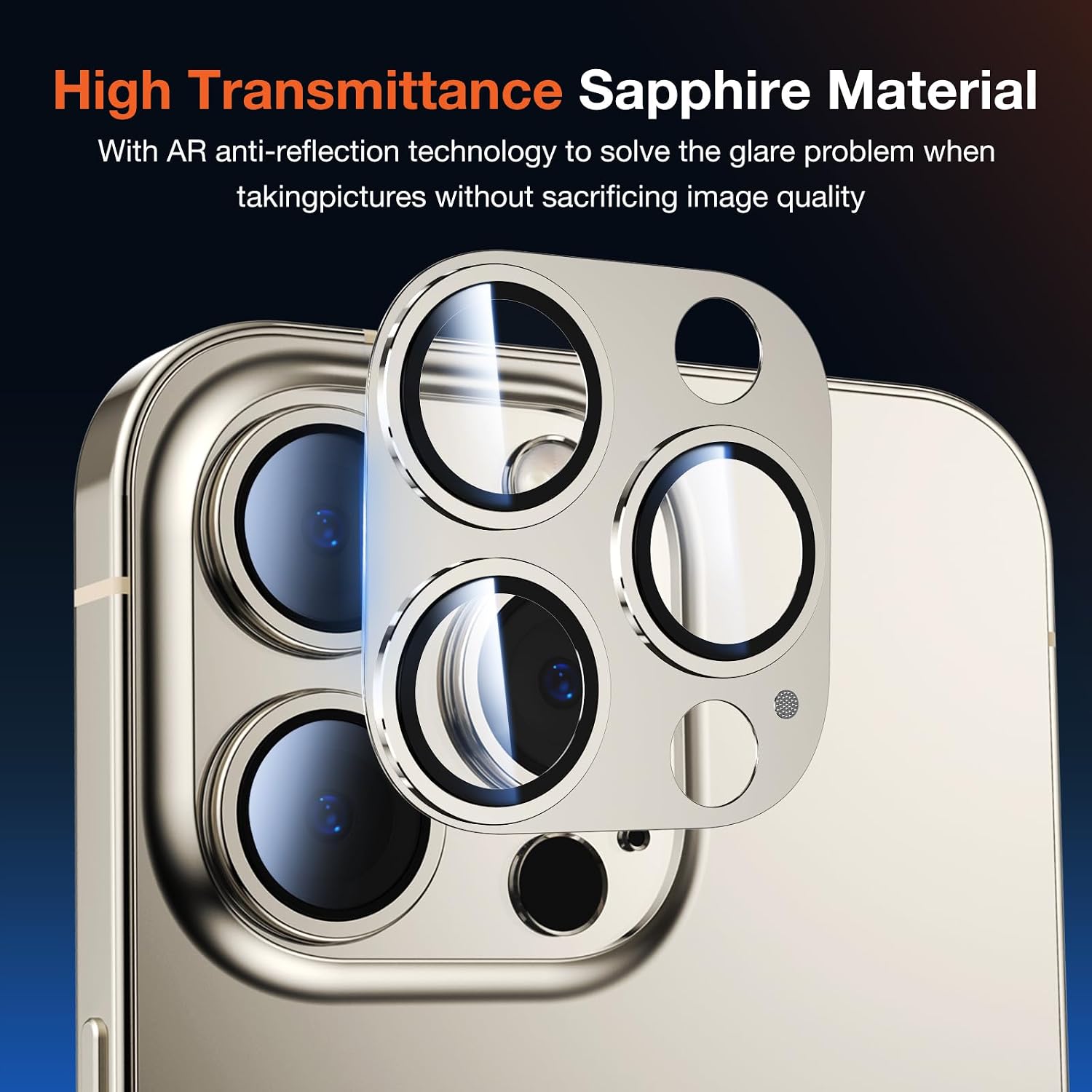 KUZOOM 2 Pack Camera Lens Protector for iPhone 15 Pro Max/15 Pro, Titanium Alloy Glass Camera Cover Screen, Anti-drop, Case Friendly (Blue, 15 Pro / 15 Pro Max)