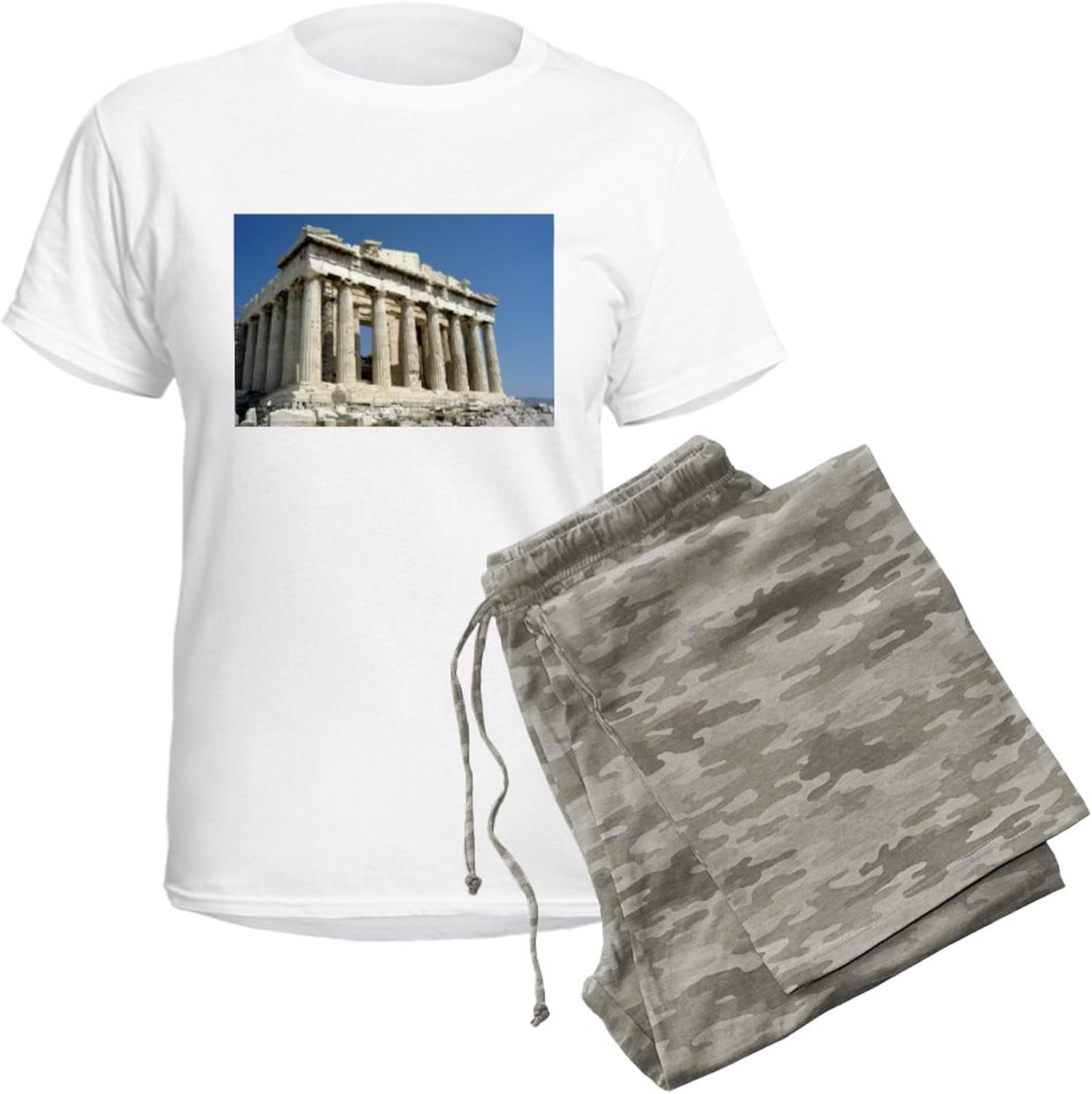 CafePress Parthenon Women's Light Pajamas Women's Novelty Cotton Pajama Set, Comfortable PJ Sleepwear