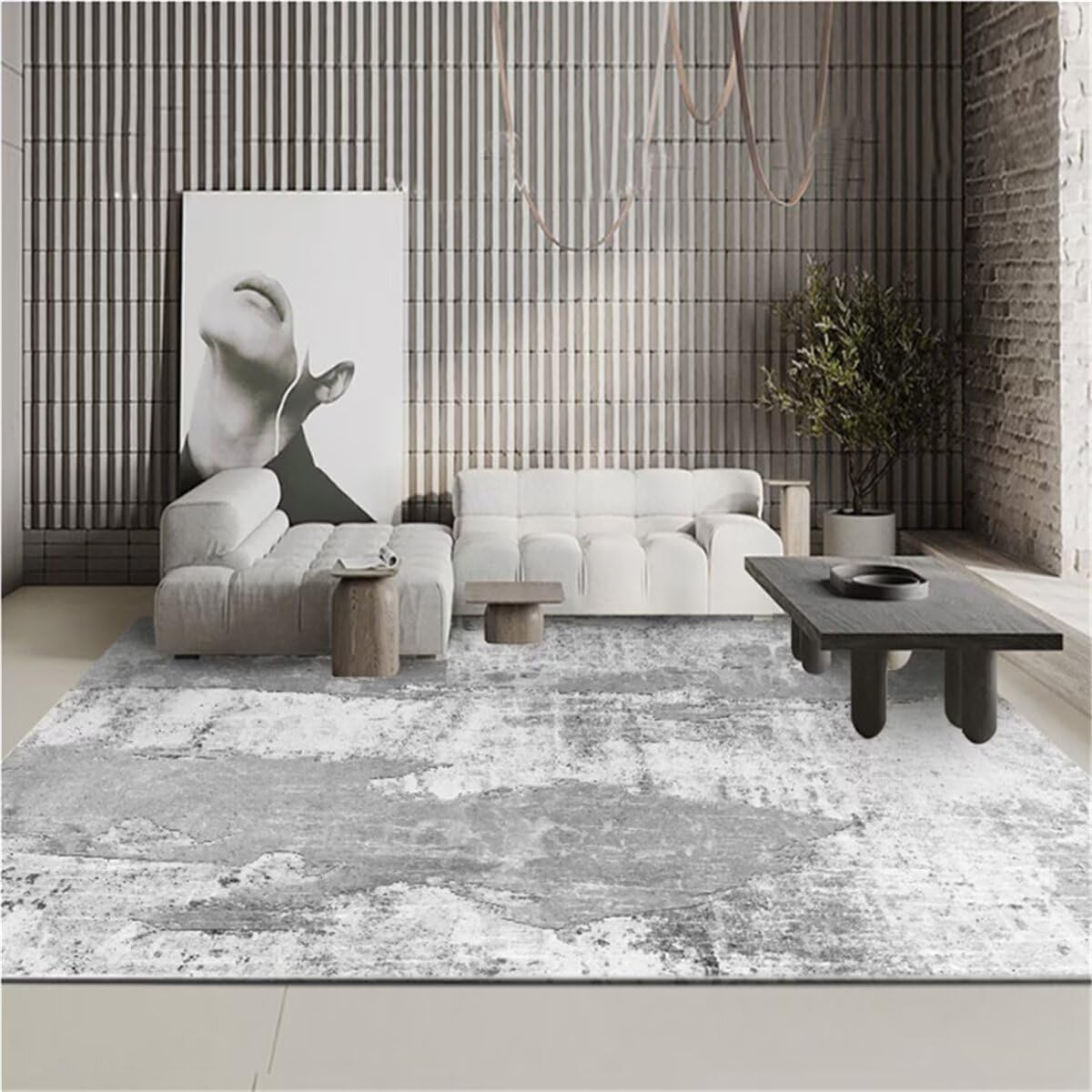 Tapis d'éveil bébé gris 180x280cm grand format pour salon et chambre