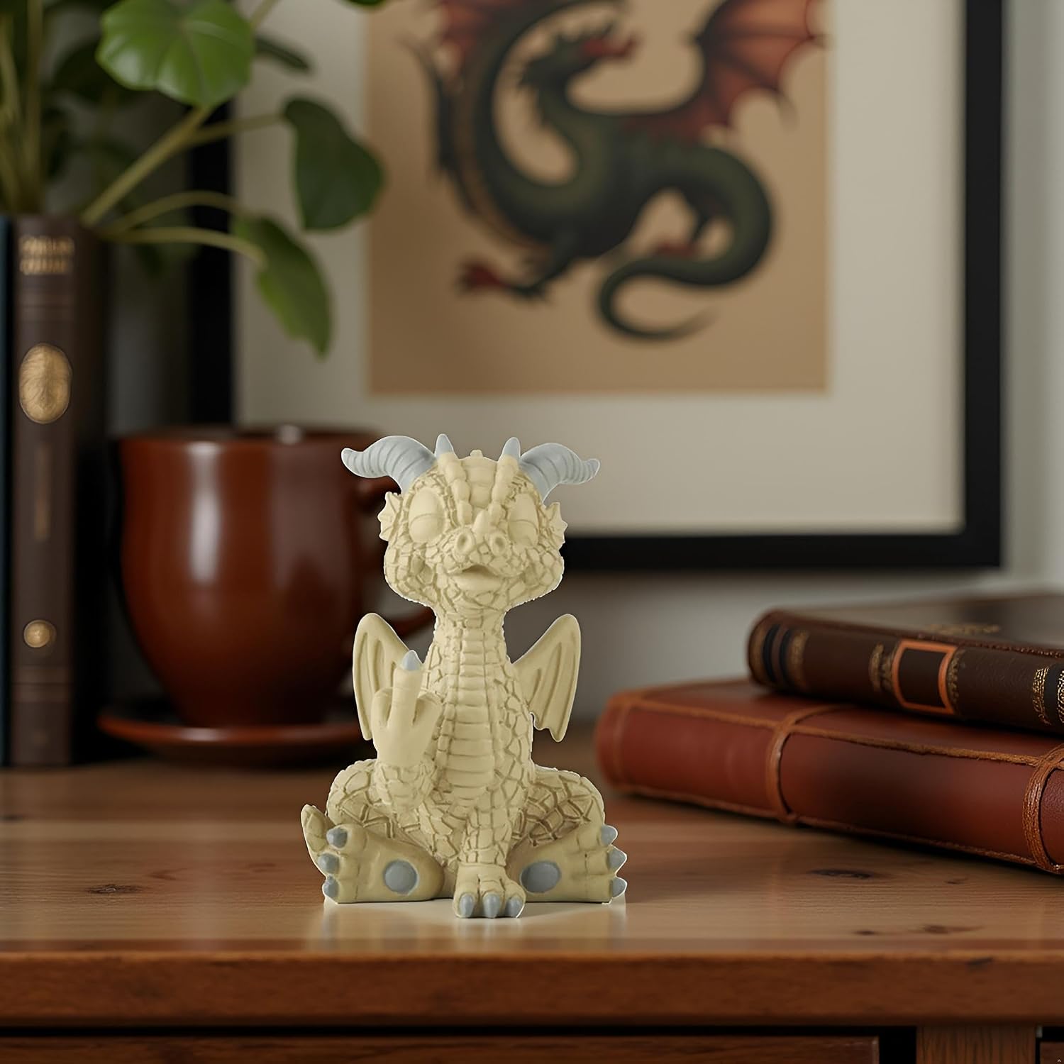 Baby Dragon Middle Finger Figurine, Hilarious Funny Resin Fantasy Decor image 4