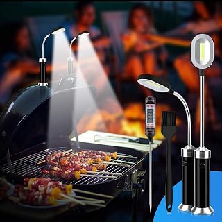 PACETAP Ultra-Bright Barbecue Grill Light with Magnetic Base and 360 Degree Flexible Gooseneck, Outdoor Super Bright BBQ LED Lights, Heat Resistant Grill Light Included Meat Thermometer+Basting Brush