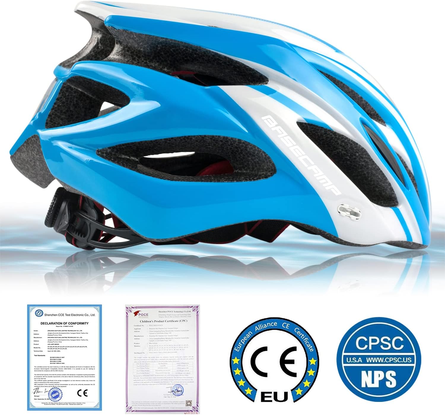 Basecamp Bike Helmet for Women Men with LED Safety Light Removable Sun Visor Lightweight Bicycle Helmet Adjustable Breathable Mountain & Road Cycling Helmets for Adult