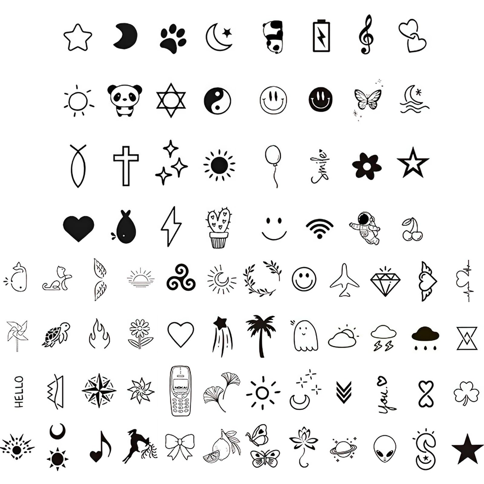 TecoKart® 5 Sheets Temporary Tattoo for Kids and Adults, 80 Styles Waterproof Fake Tattoos, Tatoo Sticker Party Decorative for Hands, Face, Body-image-14