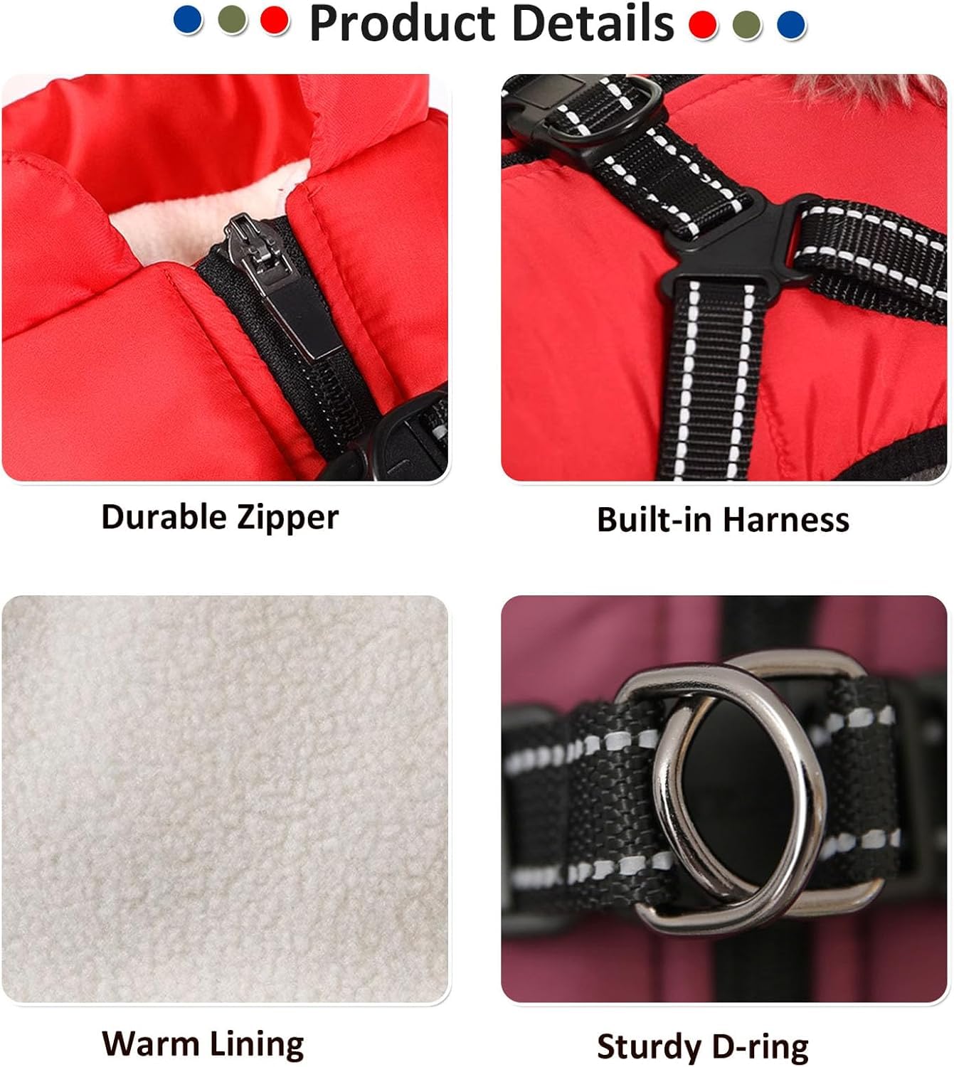 BT Bear Dogs Warm Coats, Waterproof Dog Clothes Winter Warm Vest Dog Jacket with Harness For Cats Puppy Small Dogs(Purple,M) - Image 4