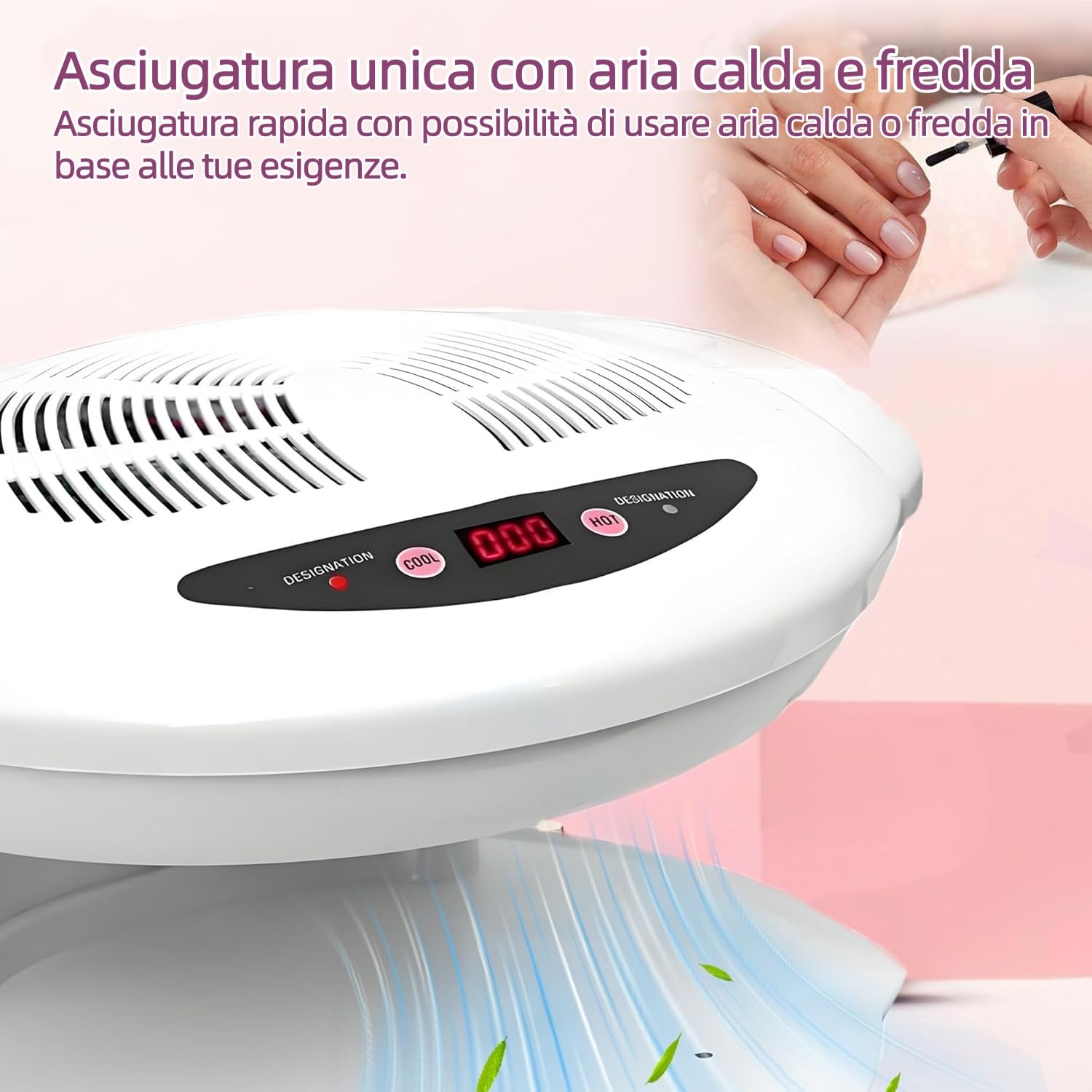 Asciugatore per unghie, bianco Asciugatrice di vernice per unghie a aria ventilatore per unghie Asciugatrice di vernice per unghie Sensore 400 W