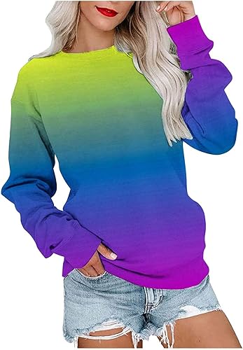 Miniatura 7 de Sudadera casual de manga larga para mujer, cuello redondo, lindo suéter de ajuste relajado para mujer, camisa de negocios