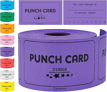 250 Punch Cards, Incentive & Loyalty Reward Cards, Purple