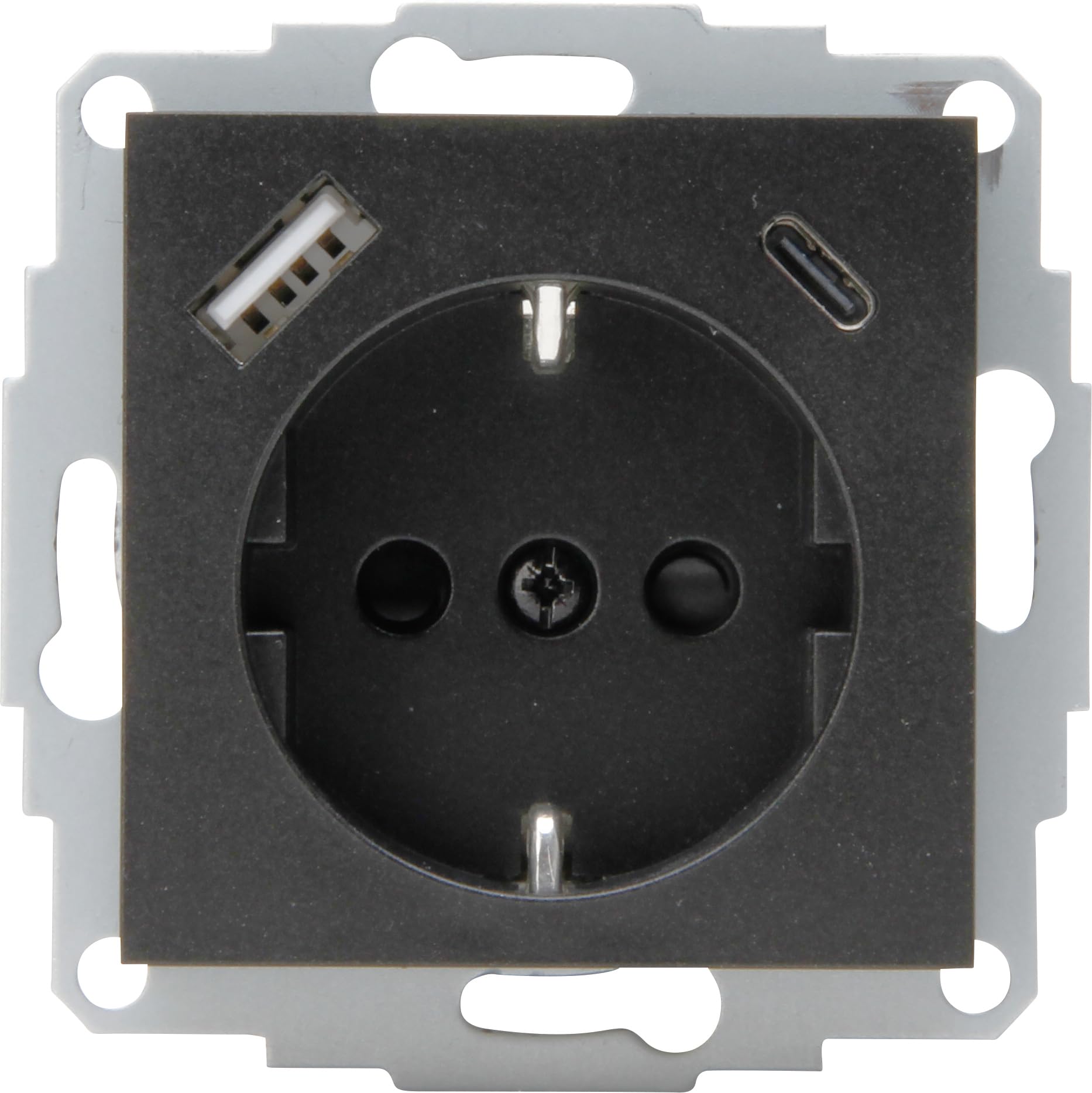 Kopp HK07 - podtynkowe gniazdo wtykowe ze stykiem ochronnym, USB A/C, prąd wyjściowy gniazda ładowania maks. 3 A, 5 V, 55 x 55 mm osłony, prąd znamionowy 16 A, napięcie znamionowe 250 V~, kolor