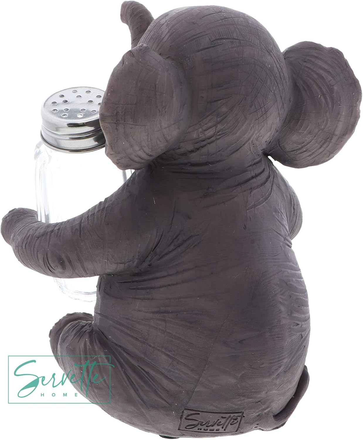 Jungle Animals Kitchen Décor Novelty Salt and Pepper Shaker Set With Holder - Baby Elephant