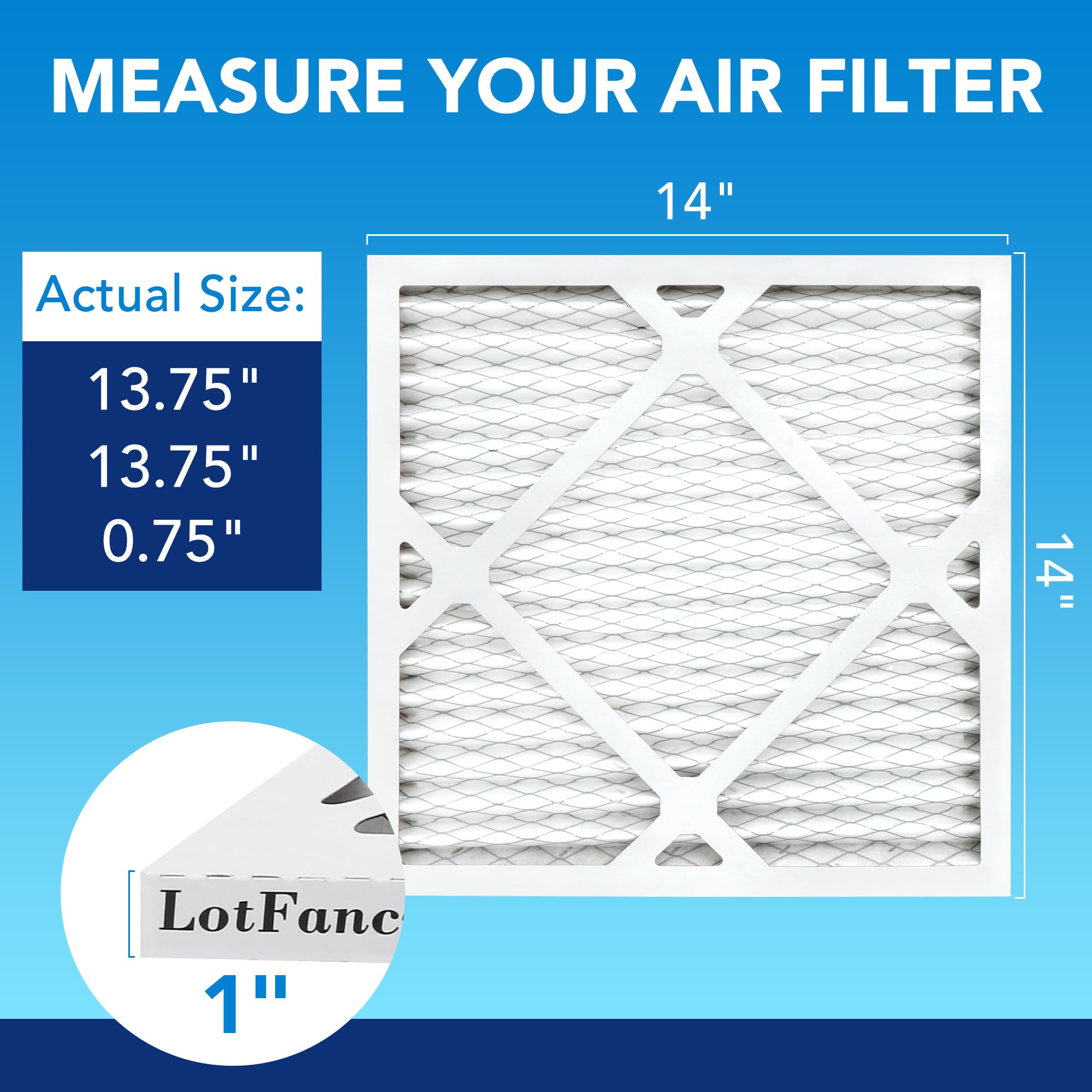 LotFancy Filtri aria 14 x 14 x 1, filtri aria MERV 13 AC, confezione da 6 filtri HVAC pieghettati (dimensioni effettive: 35 x 35 x 1 cm)