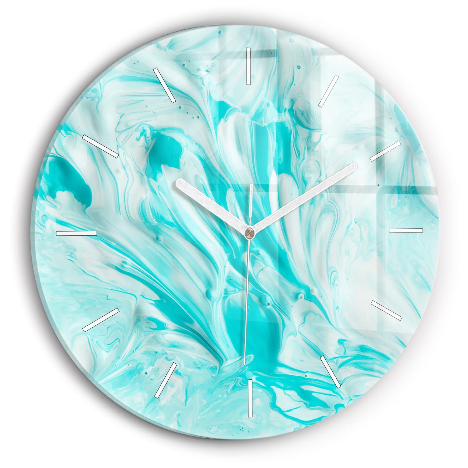 Horloge en Verre Wallfluent 30 cm Abstraction Bleue avec Mécanisme Silencieux