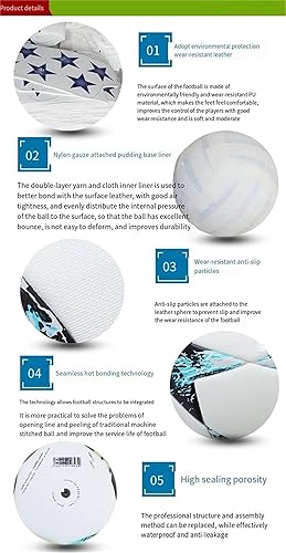 Miniatura 8 de Balón de fútbol de la liga tamaño 5 y tamaño 4 con costuras sin costuras, piel sintética profesional de alta calidad, peso oficial del partido