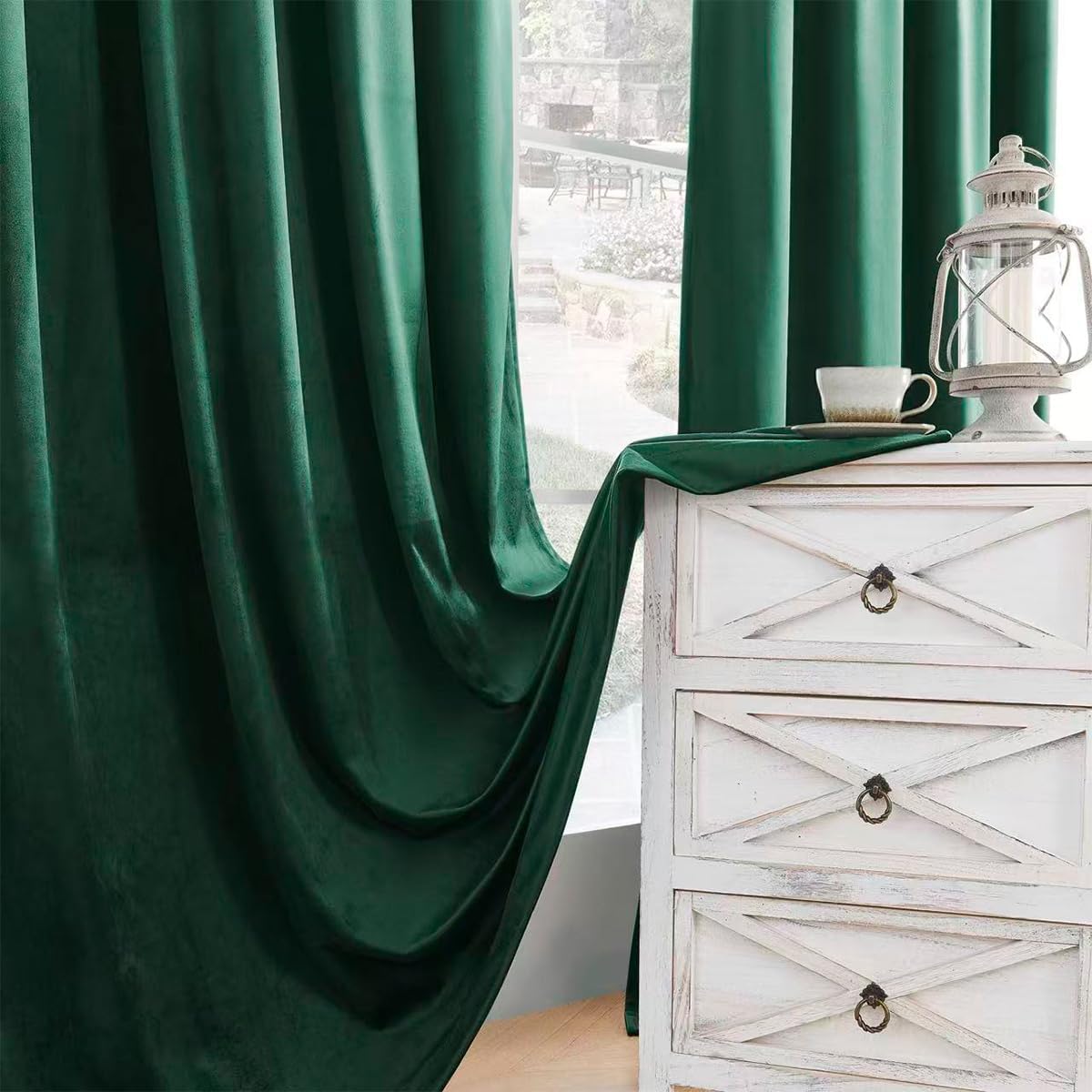 Timeper Green Velvet Curtains 96 inches 2 Panels, Blackout Curtains for Bedroom Living Room Thermal Insulated Luxury Super Soft Window Drapes,Back Tab & Rod Pocket,W52 x L96 inches