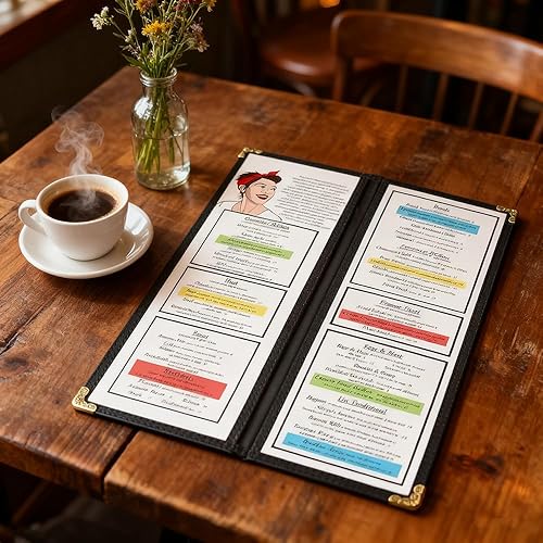 Miniatura 87 de Goodsmart - Fundas para menú de restaurante, paquete de 25 unidades, color negro, 2 vistas, soportes para menú de carga superior, cubiertas