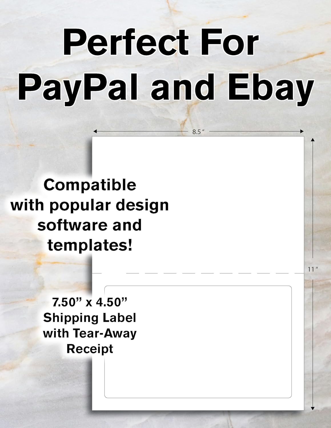 Blank Labels Integrated Shipping Labels with Paper Receipts – 8.5" x 11", Permanent Adhesive, Inkjet & Laser Compatible, 250 Sheets (250 Labels), Made in USA