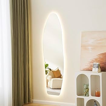 Amazon.co.jp: 【ウェーブ形LED付き】【45×155cm】フロアミラー