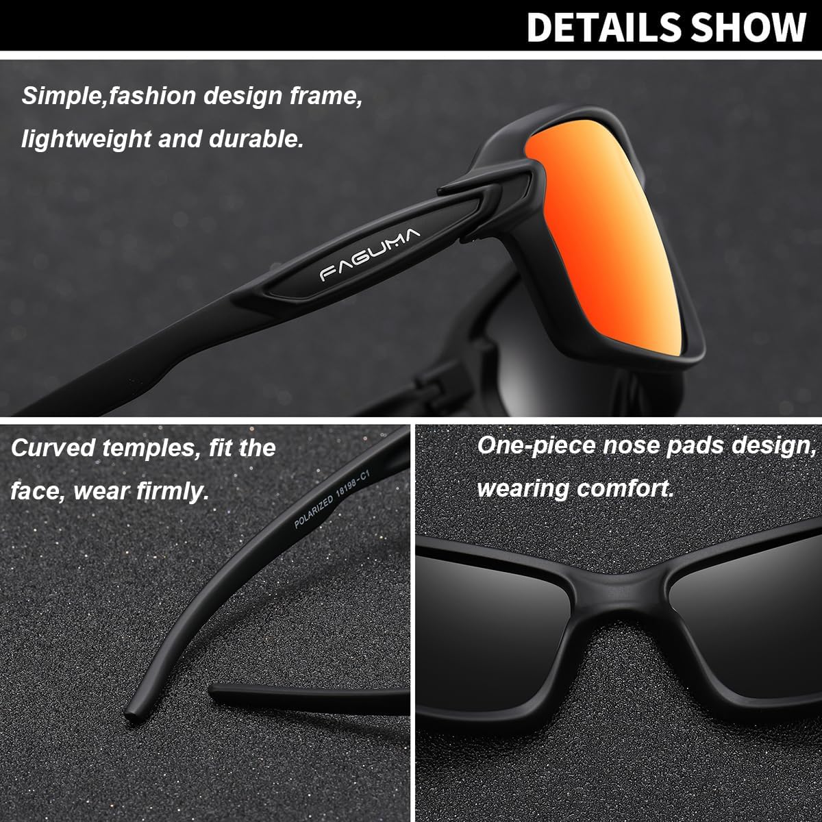 FAGUMA Ultralight Polarized Sports Sunglasses For Men Cycling Driving Fishing Running UV400 Protection - Image 4