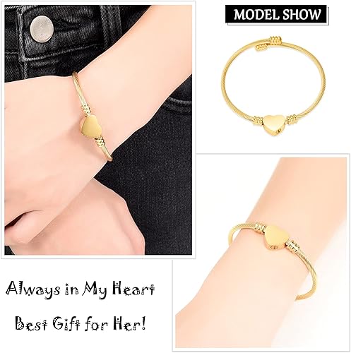 Miniatura 4 de constantlife Pulsera de cremación para cenizas, joyería conmemorativa, acero inoxidable, forma de corazón, urna con colgante de urna para seres