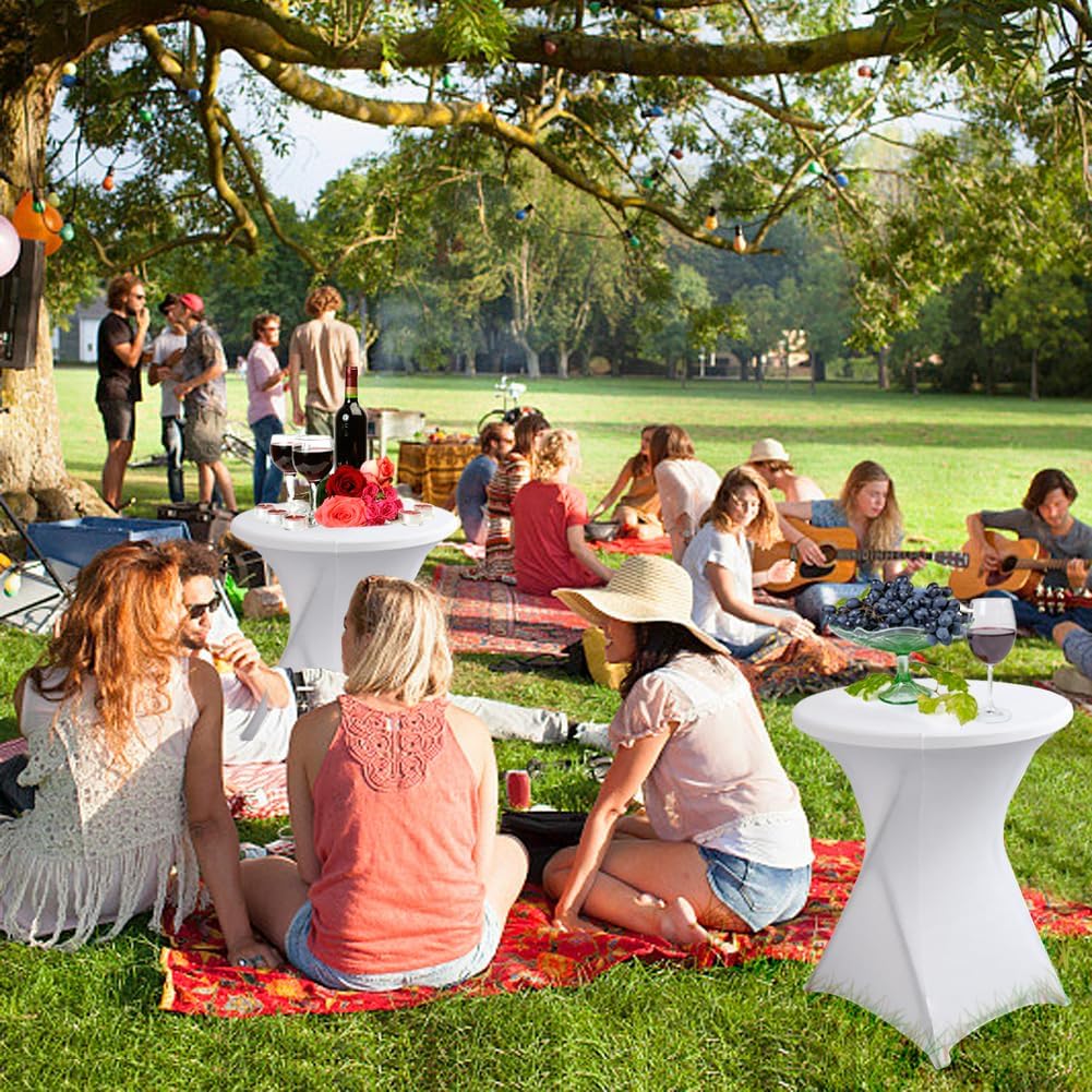 3 stuks stretch statafelhoezen 80 cm, machinewasbaar, versterking in de voetruimte, statafelhoezen, geschikt voor tafelkleden in bistrotafel, statafel, inklapbaar, statafel, outdoor, wit, 80 x 110 cm