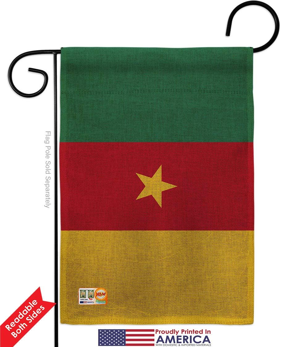 Cameroon Burlap Garden Flags Pack Regional Nationality Nation International World Country Particular Area Support Our Troops Small Decorative Gift Yard House Banner Double-Sided Made In USA 13 X 18.5