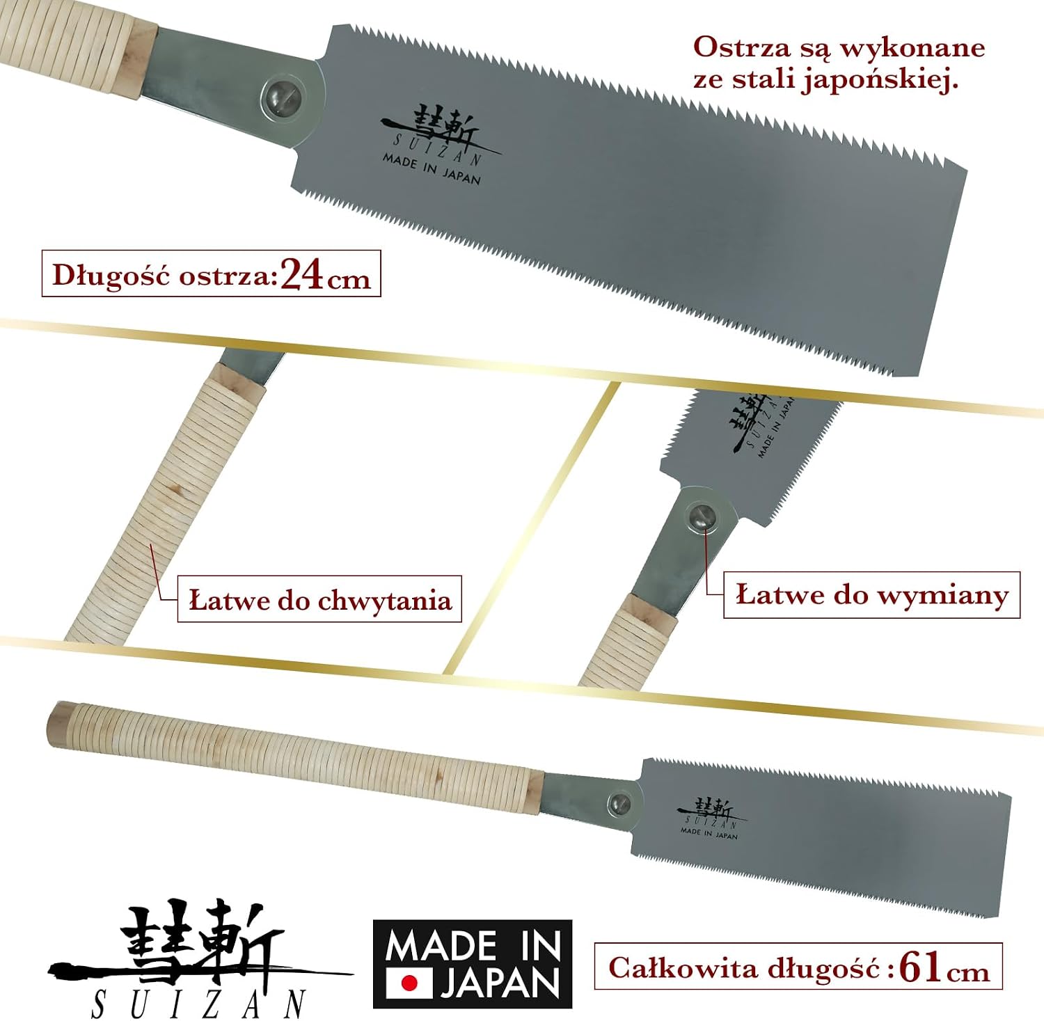 SUIZAN Ryoba Dwustronna Piła Japońska 240mm - Ciągniona Ręczna do Drewno ryoba 240
