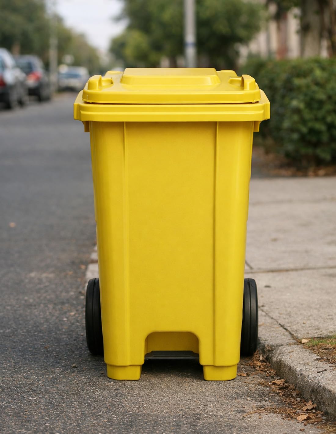 JARDIN202 - Contenedor de basura 120L - Con pedal - Amarillo