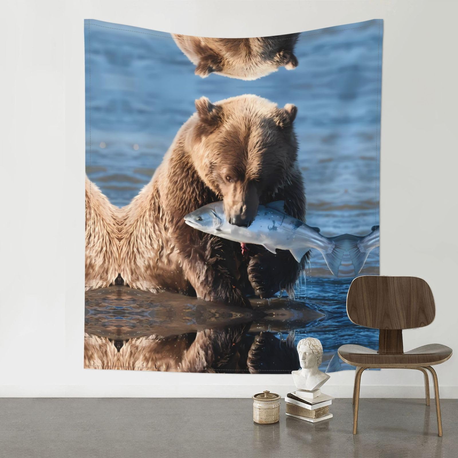 YYHHAOFA Wild Animal Hunting Fish Prints Wall Tapestry 60x51in – Boho Chic Dorm Decor, Beach Throw, & Versatile Home Accent
