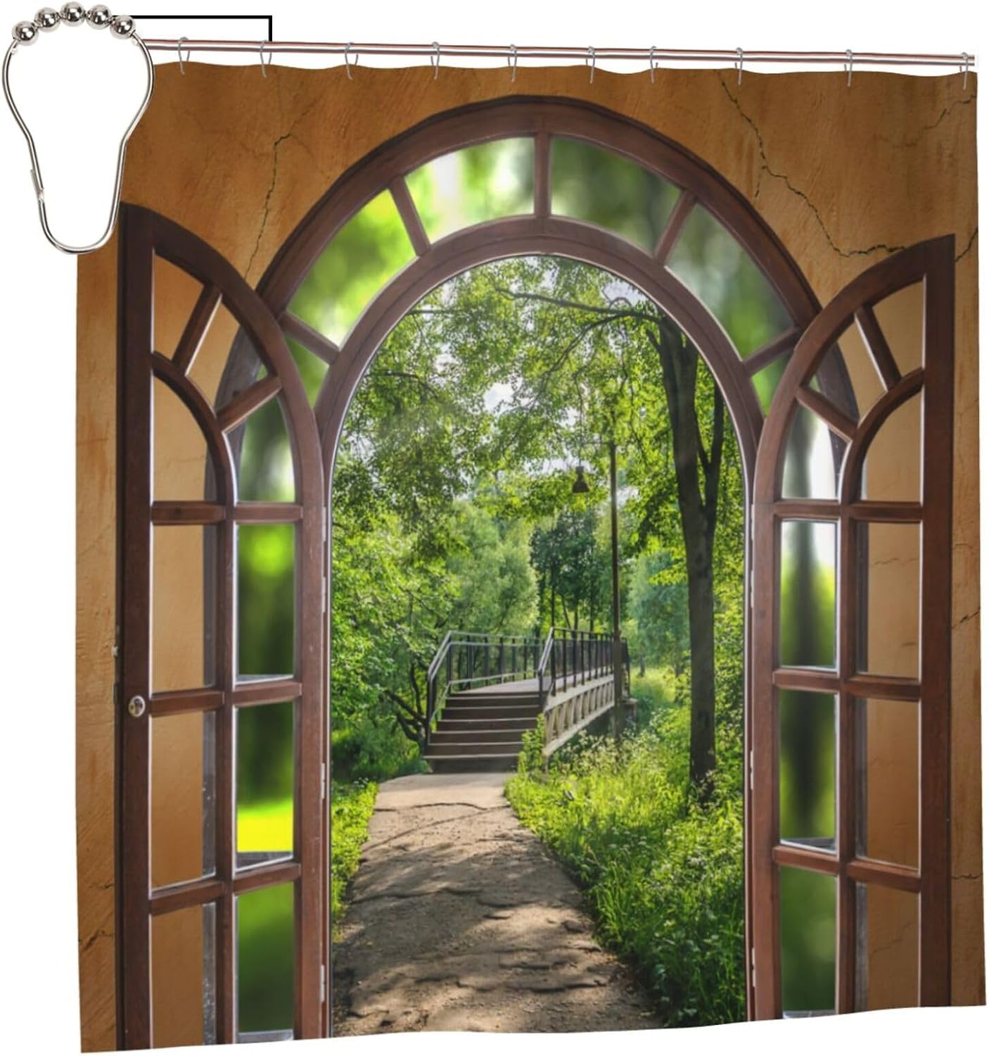 Shower Curtain Woods Sunshine Gate Waterproof Moistureproof Beautiful ...