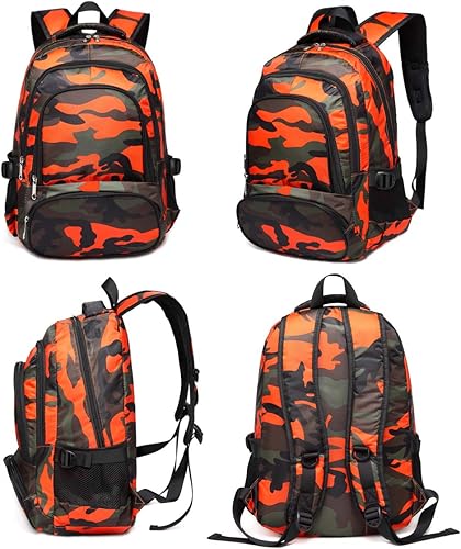 Miniatura 3 de BLUEFAIRY - Mochilas para niños y niñas, escuela primaria, secundaria y media mochilas para libros para niños de 6 a 8 años, NegroNaranja, Tamaño