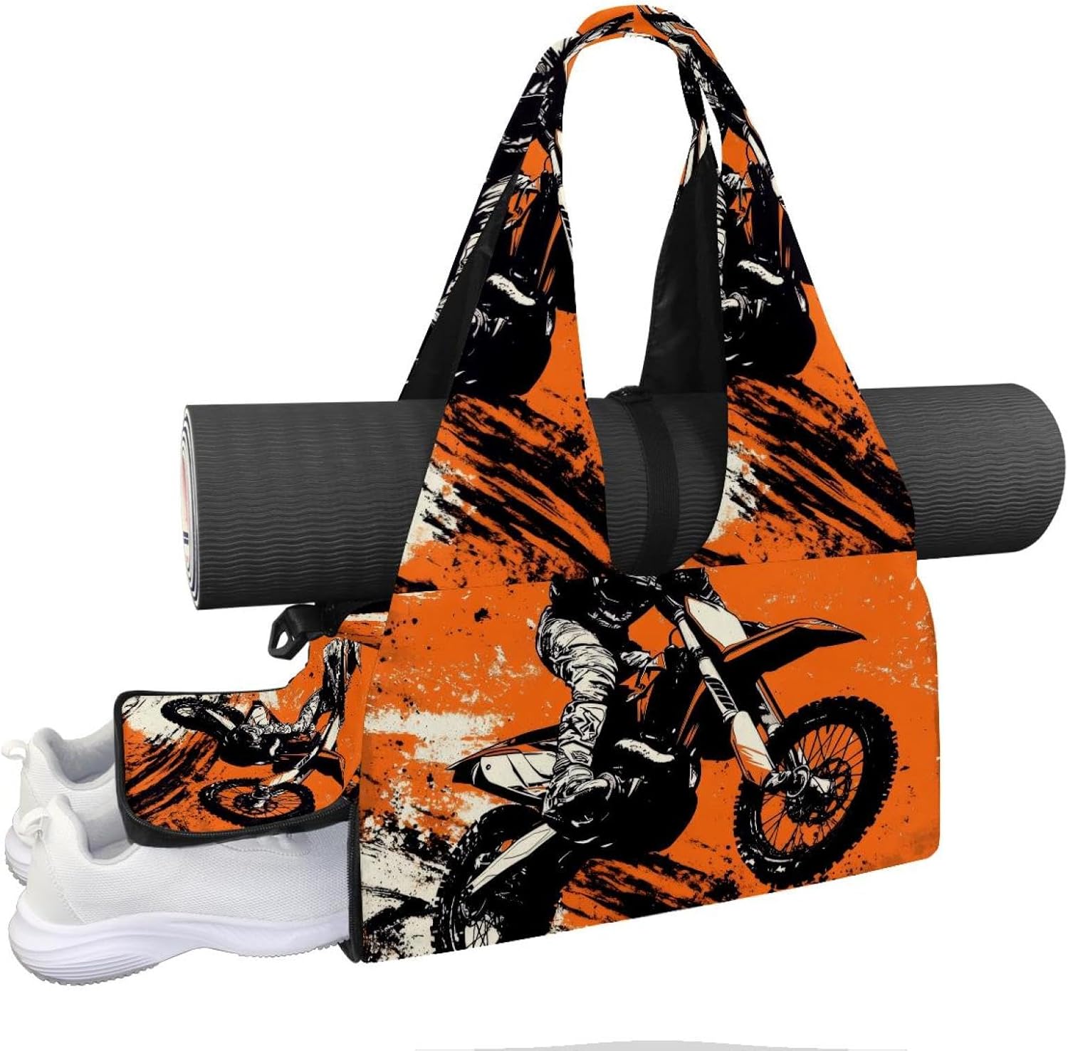 Yoga Mat Bag, Gym Workout Bag with Shoe Compartment, Hearts Rose Pilates Bag for Women, Quick Access Storage Yoga Tote Bag for Sports Travel Office