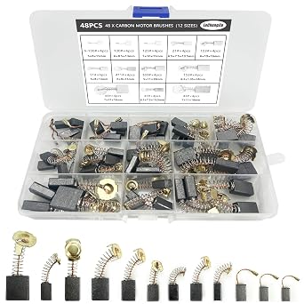 48 Pcs Carbon Motor Brushes, 12 Sizes Carbon Brushes For Electric Motors Replacement, For Hand Drill, Blower, Blender, Power Tool, Circular Saw