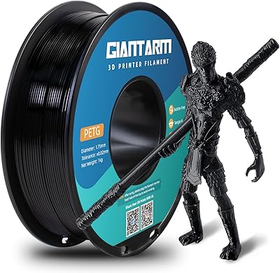 26 – GIANTARM Black PETG 3D Printer Filament Toughness Enhanced 1kg (2.2lbs), 1.75mm Dimensional Accuracy +/-0.03mm, 1080 Feet(330m)/Roll, Vacuum…