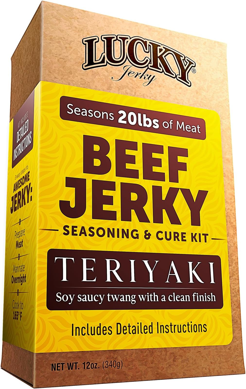Lucky Jerky Teriyaki DIY Jerky Seasoning and Cure Kit - Seasons 20lbs of Meat