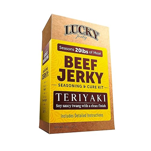 Lucky Jerky Teriyaki - Kit de condimentos de cecina para bricolaje - Temporadas 20 libras de carne