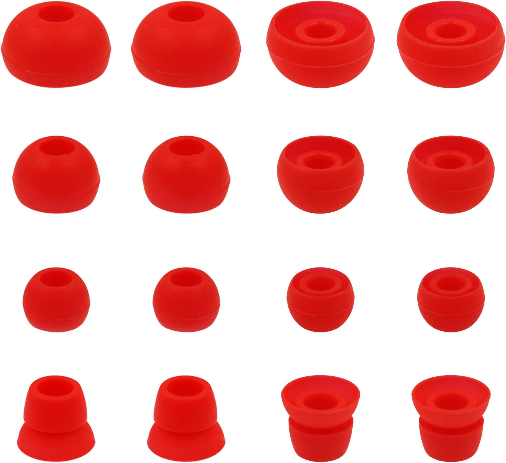 ALXCD ALXCD Ear Tips for Powerbeats3 Wireless Earphone, SML 3 Sizes 6 Pair Earbud Tips & 2 Pair Double Flange Silicone Replacement Ear Tip Cushion, Fit for Beats Powerbeats 3 Wireless 3 [8 Pair](Red)