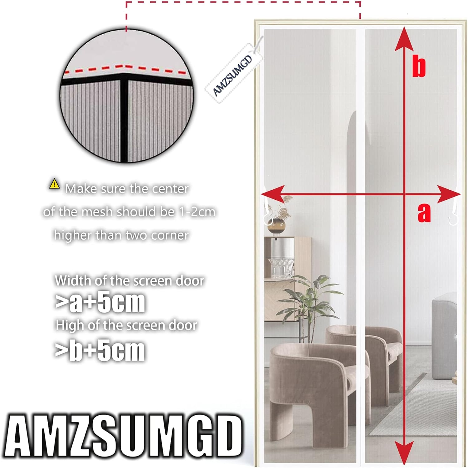 Magnetic Fly Screen for Windows, Mosquito Nets for Windows Automatically Closes Prevents Insects from Entering for Entrance Doors, Courtyard Doors, 155 x 260 cm, White