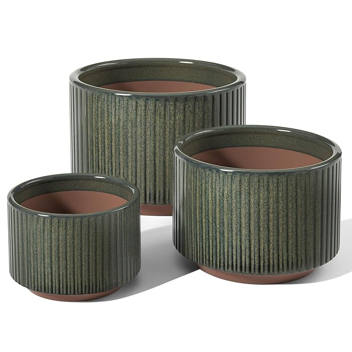 Buy LE TAUCI Plant Pots, Large Planter Ceramic, 9.3+8+6.7 inch Pots for