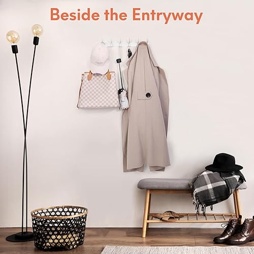 Miniatura 7 de Perchero de pared para colgar abrigos, gancho de pared para colgar, perchero para paredes, colgador de abrigos con 12 ganchos, ganchos para toallas